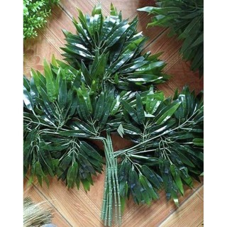 Lá cây giả - combo 12 Cành lá Tre Trúc cao cấp làm cây giả (loại 60 lá)