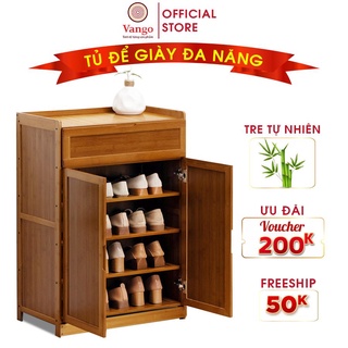 Tủ để giày dép gỗ tre tự nhiên Vango V11 hiện đại, sang trọng, sơn phủ bóng chống nước, chống mối mọt cao cấp