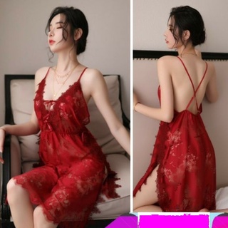 Váy Ngủ / Đầm ngủ ren hoa xẻ tà Cao Cấp 5128