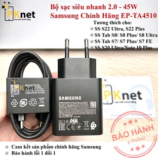 Bộ sạc siêu nhanh 45W (EP-T4510)  cho S22+ &amp; S22 Ultra/ Tab S8, S8+ &amp; S8 Ultra chính hãng Samsung + Cáp 5A 1m