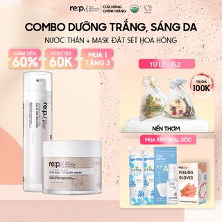 Bộ Sản Phẩm Dưỡng Sáng Và Phục Hồi Làn Da Từ Sâu Bên Trong (01 x Mặt Nạ Đất Sét Hoa Hồng + 01 x Nước Thần Siêu Cấp Ẩm)