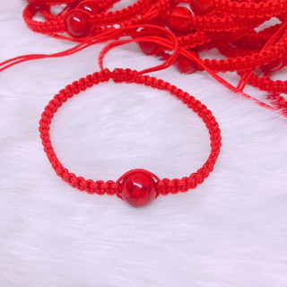 Vòng tay chỉ đỏ may mắn tết đá phong thủy theo mệnh - Bibi silver - BBS