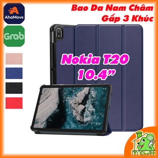 [Ảnh Thật] Bao da NOKIA T20 10.4" Gấp 3 Khúc Lưng Cứng Có Nam Châm
