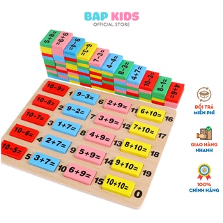 [Mã BMBAU50 giảm 10% đơn 99k] Đồ Chơi Gỗ Bapkids, Bộ Domino 100 chi tiết toán học