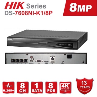 Đầu ghi hình IP 8 kênh POE HIKVISION 7608NIK1/8P(B) (chính hãng Hikvision Việt Nam)