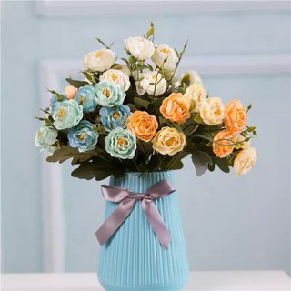 Hoa giả-Hoa hồng Camellia 10 bông dài 30cm trang trí nhà cửa