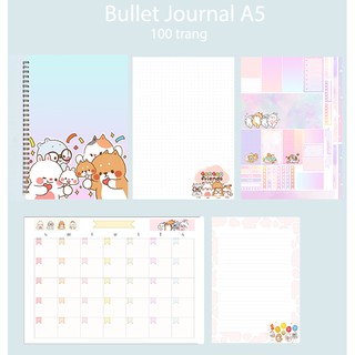 Sổ bullet journal tonton SBJ20 A5 100 trang 160gsm chấm kẻ ngang  in màu monthly planner  Sổ tay vẽ chì Sketchbook