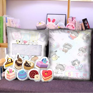 Gối gấu bông bangtan GMC4 gối mochi bông size to 35 cm kèm gấu nhỏ bên trong gấu army dễ thương