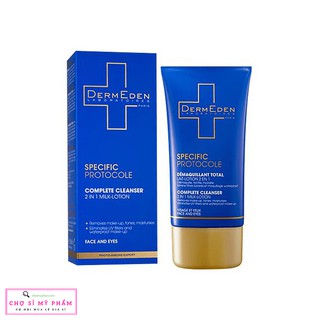 Lotion làm sạch, tẩy trang cho mặt và mắt DermEden Complete Cleanser Face Eye 2 in 1 Milk Lotion 150ml