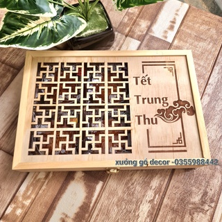 Hộp đựng bánh trung thu handmade, đựng bánh kẹo tết bằng gỗ 4 bánh, 6 bánh, 8 bánh.