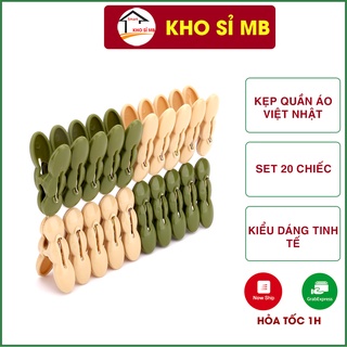kẹp quần áo nhựa việt nhật, rẻ bền đẹp, set 20 chiếc, 4 màu thời trang - kho sỉ mb