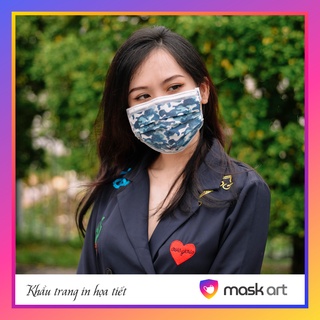 Khẩu trang in hình họa tiết camo xanh 4 lớp MASKART