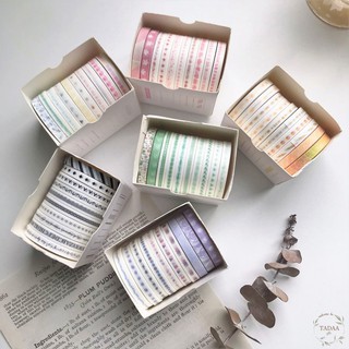 Set 10 washi tape họa tiết hoa lá vintage băng keo giấy nhiều màu sắc