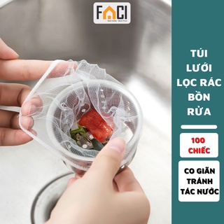 Túi lưới lọc rác 100 cái lọc cặn bồn rửa nhà bếp nhà tắm co giãn tránh tắc nghẽn nước thải tự phân hủy an toàn
