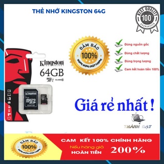 Thẻ Nhớ ,Thẻ nhớ micro SD Kingston Class10 64GB - Chính hãng FPT
