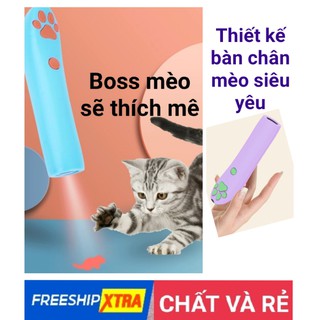 Đèn pin trêu mèo hình dấu chân mèo chiếu ra nhiều hình đáng yêu (4 màu siêu đẹp) - Đồ chơi cho mèo