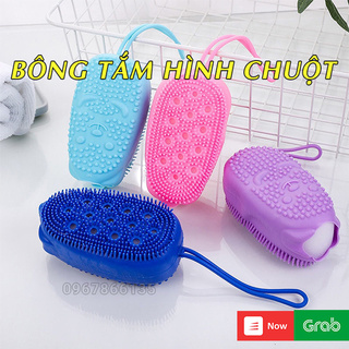 Bông tắm gai silicon tạo bọt hình con chuột