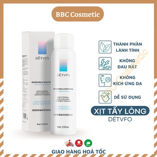 Xịt tẩy lông DETVFO Không Đau Lành Tính Dịu Nhẹ - Kem tẩy lông nách, tay, chân, lưng dạng xịt 150ml BBC Cosmetic