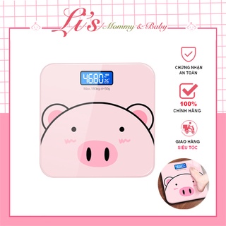 Cân điện tử sức khỏe hình con heo hồng cao cấp với màn hình LED và mặt kính cường lực chịu tải 180kg Mã CCH068