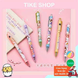 Bút bi gel nước học sinh kèm 2 ngòi 0.5mm và 1 sticker cute dễ thương