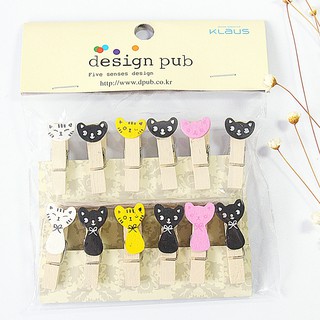 Kẹp gỗ kẹp ảnh mini hình chú mèo dễ thương thương ngộ nghĩnh - phụ kiện Handmade