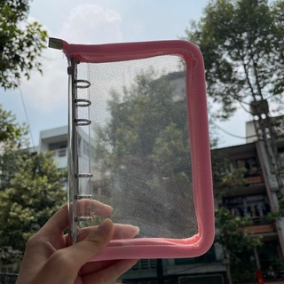 Sổ đựng card Binder 6 còng viền vải kéo khoá lấp lánh