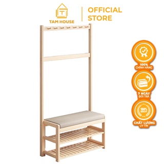 Kệ giày/Ghế thay giày kèm giá treo đồ đa năng KT035 Tâm House