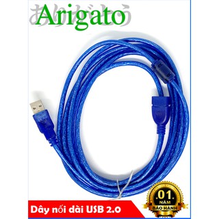 Dây USB Nối Dài 1.5m 3m 5m 10m Xanh Arigato Chống Nhiễu Tốt. Kết Nối USB Chuẩn 2.0
