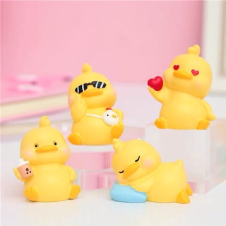 Mô hình vịt vàng 4 kiểu dáng siêu đáng yêu PVC làm quà tặng trang trí, mô hình để bàn,góc học tập-Ráp