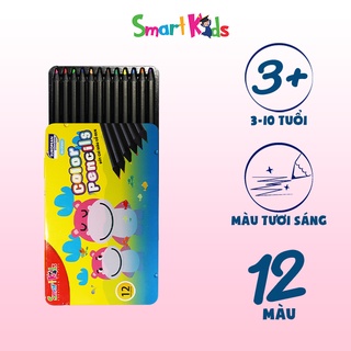 Bút chì màu Smartkids SK-CP3001 12 màu hộp kim loại thân gỗ đen