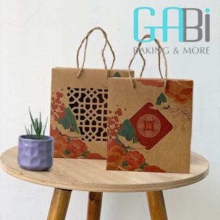 Túi giấy Kraft đựng bánh kẹo, hộp quà 21*19*9.3cm