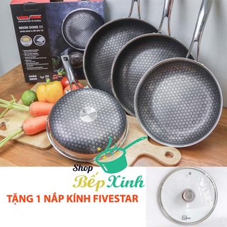 Chảo chống dính bếp từ Blackcube Kims Cook Noonsong hoa tuyết Hàn Quốc 3 lớp đúc liền inox 304 , cào không xước