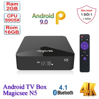 [Mã 155ELSALE giảm 7% đơn 300K] Android Tivi Box Magicsee N5 Android 9.0 Chip S905X Ram 2GB Rom 16GB Xem phim