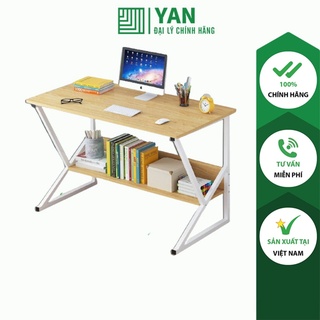 Bàn học bàn làm việc khung sắt kèm kệ sách - gm18