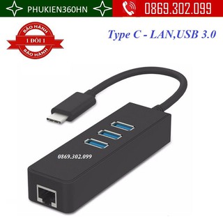 USB Type C sang LAN kèm 3 cổng USB 3.0 Hub