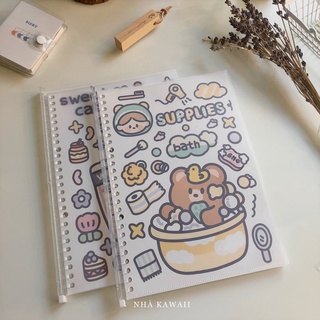 Sổ còng dễ thương Brown Bear &amp; Cream Rabbit, binder take note Telado