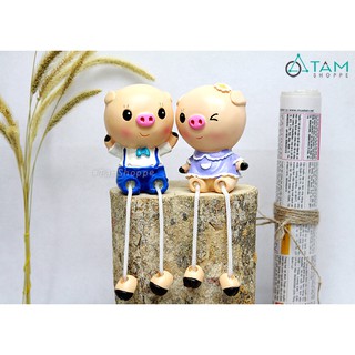 Cặp đôi tượng búp bê trang trí heo xinh đội nón CO-BB-04
