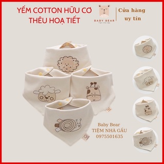 Khăn yếm tam giác cho bé ORGANIC hàng cao cấp 100% SỢI BÔNG COTTON HỮU CƠ TỰ NHIÊN có thêu hoạ tiết cực đẹp