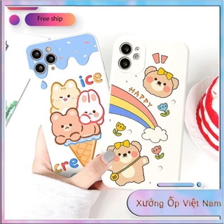 Ốp lưng iphone 5s/6/6plus/6s/6splus/7/7plus/8/8plus/x/xr/xs/11/12/pro/max/plus/promax Gấu Kem Xưởng D119