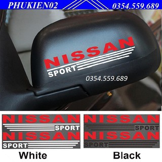 Tem dán gương chiếu hậu ô tô NISSAN (Đỏ Đen)