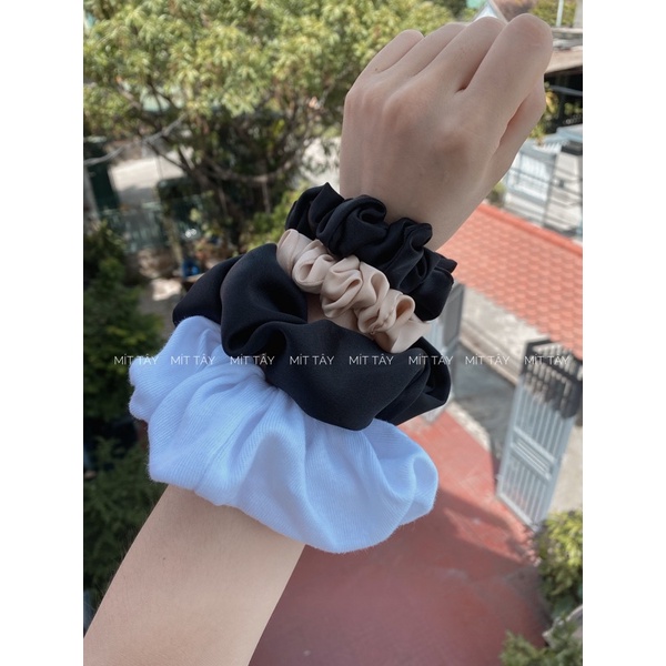 Scrunchie Lụa Satin Size Lớn Dây Cột Tóc Lụa Satanh Dây Buộc Tóc Phụ Kiện Vải Lụa