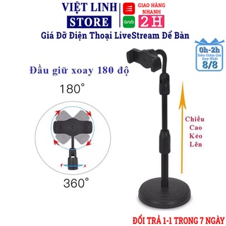 Giá đỡ điện thoại Livestream, kẹp chống lưng 360 ,đế chân tròn để bàn, gia do tiện lợi đa năng siêu bền