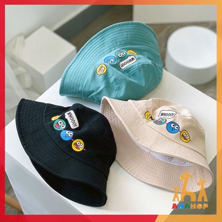 Mũ Vải Cho Bé - Mũ nón vành tròn cho bé từ 2-8 tuổi in hình Icon siêu xinh có quai dây rút tiện lợi mới nhất