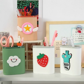 Ống cắm bút 2 ngăn để bàn đính hình dễ thương, lọ đựng bút decor trang trí bàn học