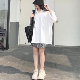 Áo Sơ Mi Trắng Nữ Dài Tay JEM CLOSET Sơ Mi Form Rộng Cổ Bẻ Trơn Basic JINSUK Phối Gile Hay Khoác Ngoài Đều Cực Xinh 1987