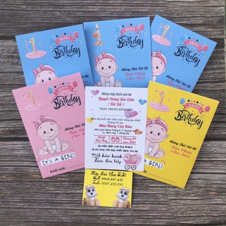 Thiệp thôi nôi chibi bé gái giá rẻ