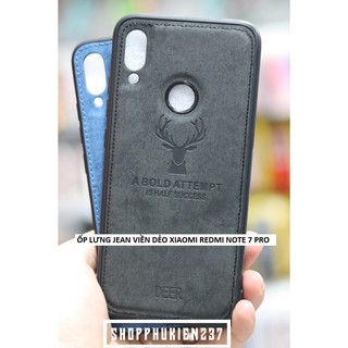 [Freeship toàn quốc từ 50k] Ốp Lưng Xiaomi Redmi Note 7 Pro Ốp Dẻo TPU Vải Jean Khắc Hình Nai Cao Cấp