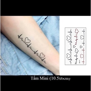 Hình xăm tatoo nhịp tim c23. Xăm dán tatoo mini tạm thời, size <10x6cm
