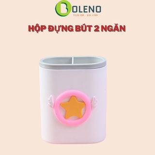 Hộp đựng bút, khay đựng bút 2 ngăn bằng nhựa để bàn học bàn làm việc nhiều màu