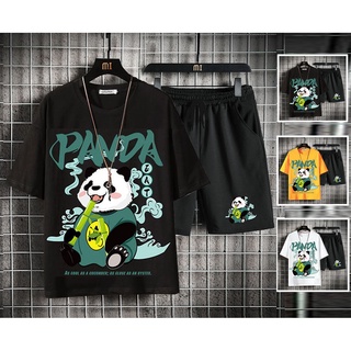 Bộ Quần Áo Nam Nữ Thể Thao Uniex Mùa Hè Quần Short Áo Thun Họa Tiết Gấu Trúc In Chữ PANDA Ulzzang Zenkonu QA NAM 1000092